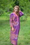 Wine Simply Elegant Style Caftan in Abstract Floral Pattern