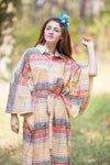 Yellow Oriental Delight Style Caftan in Abstract Geometric Pattern