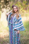 Gray Oriental Delight Style Caftan in Aztec Geometric Pattern