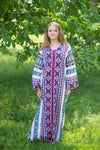 Off-White Burgundy The Glow-within Style Caftan in Aztec Geometric Pattern