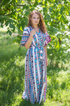 White Burgundy Best of both the worlds Style Caftan in Aztec Geometric Pattern