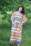 White Mustard Breezy Bohemian Style Caftan in Aztec Geometric Pattern