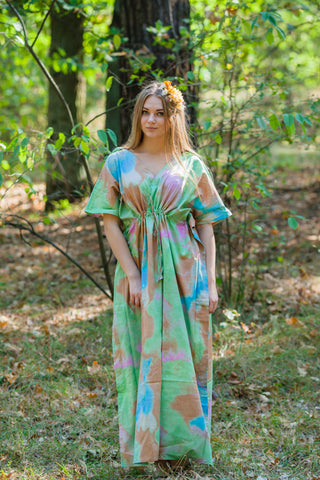 Mint Magic Sleeves Style Caftan in Batik Watercolor Pattern