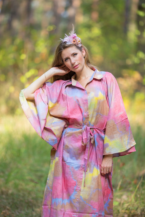 Raspberry Oriental Delight Style Caftan in Batik Watercolor Pattern|Raspberry Oriental Delight Style Caftan in Batik Watercolor Pattern|Batik Watercolor
