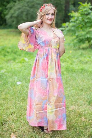 Raspberry I Wanna Fly Style Caftan in Batik Watercolor Pattern