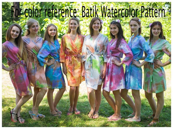 Batik Watercolor V-Neck, Cinched Waist Ankle Length Caftan