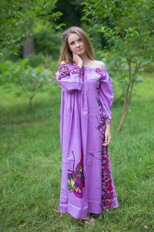 Lilac Serene Strapless Style Caftan in Big Butterfly Pattern|Lilac Serene Strapless Style Caftan in Big Butterfly Pattern|Big Butterfly