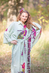 Mint Oriental Delight Style Caftan in Big Butterfly Pattern