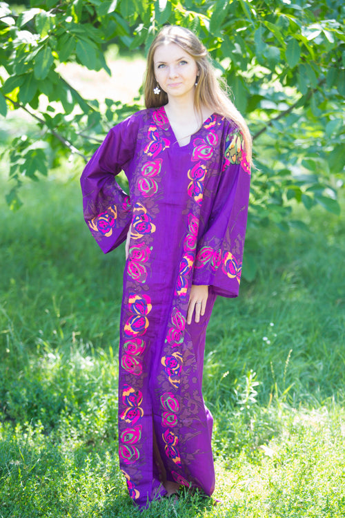 Purple The Glow-within Style Caftan in Big Butterfly Pattern