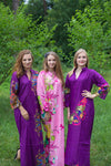 Purple Mandarin On My Mind Style Caftan in Big Butterfly Pattern