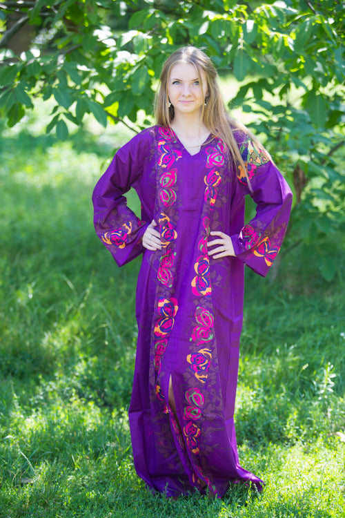 Purple The Glow-within Style Caftan in Big Butterfly Pattern|Purple The Glow-within Style Caftan in Big Butterfly Pattern|Big Butterfly