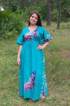 Teal Timeless Style Caftan in Big Butterfly Pattern