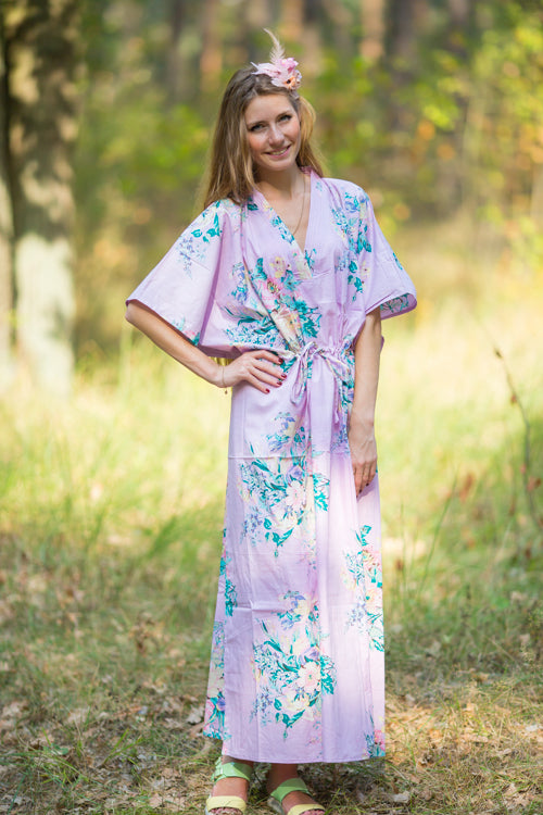 Lilac The Drop-Waist Style Caftan in Blooming Flowers Pattern