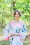 White Fire Maiden Style Caftan in Blooming Flowers Pattern