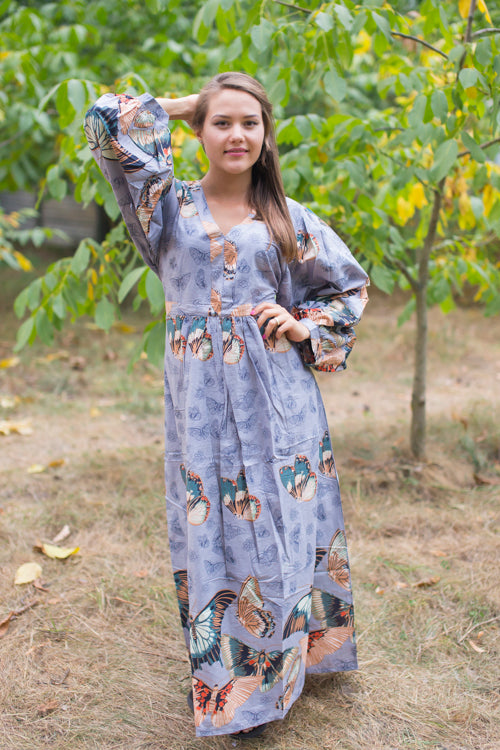 Gray My Peasant Dress Style Caftan in Butterfly Baby Pattern