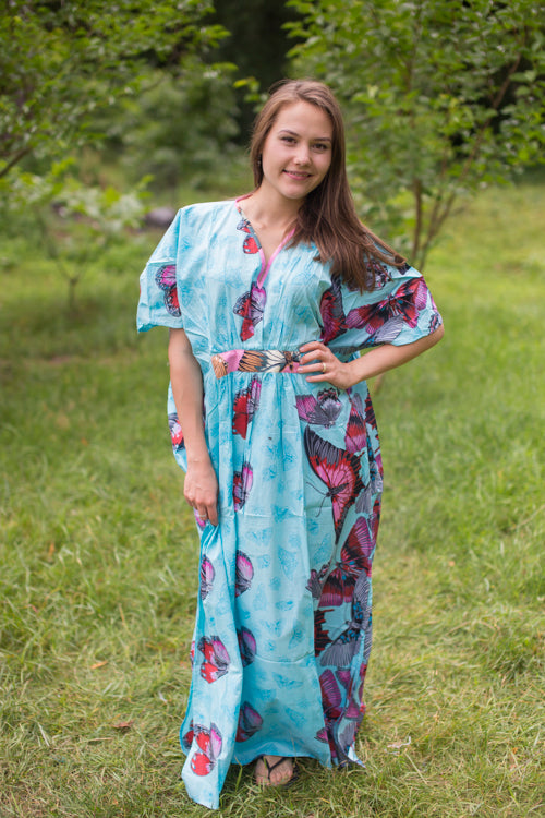 Light Blue Unfurl Style Caftan in Butterfly Baby Pattern