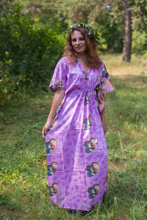 Lilac Timeless Style Caftan in Butterfly Baby Pattern