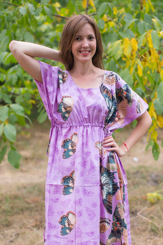 Lilac Side Strings Sweet Style Caftan in Butterfly Baby Pattern