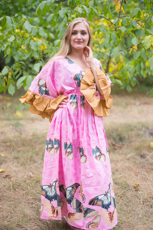 Pink Pretty Princess Style Caftan in Butterfly Baby Pattern