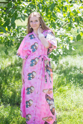 Pink Best of both the worlds Style Caftan in Butterfly Baby Pattern