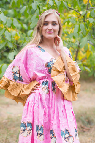 Pink Pretty Princess Style Caftan in Butterfly Baby Pattern