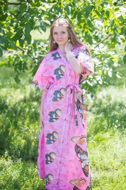 Pink Best of both the worlds Style Caftan in Butterfly Baby Pattern