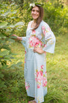 Light Blue The Unwind Style Caftan in Cabbage Roses Pattern