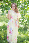 Light Yellow Best of both the worlds Style Caftan in Cabbage Roses Pattern