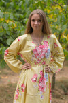 Light Yellow Shape Me Pretty Style Caftan in Cabbage Roses Pattern