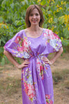 Lilac Cut Out Cute Style Caftan in Cabbage Roses Pattern