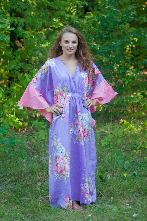 Lilac Ballerina Style Caftan in Cabbage Roses