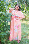 Peach Timeless Style Caftan in Cabbage Roses Pattern