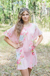 Pink Summer Celebration Style Caftan in Cabbage Roses Pattern