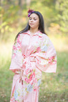 Pink Oriental Delight Style Caftan in Cabbage Roses Pattern