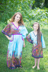 Light Blue Breezy Bohemian Style Caftan in Cheerful Paisleys Pattern