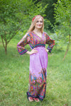 Lilac Button Me Down Style Caftan in Cheerful Paisleys Pattern