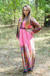 Pink My Peasant Dress Style Caftan in Cheerful Paisleys Pattern