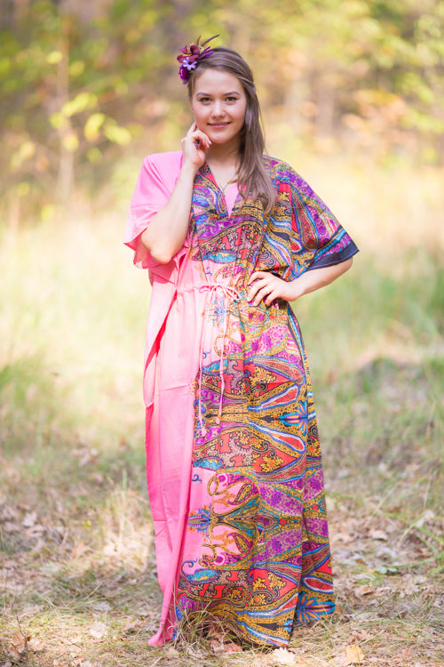 Pink The Drop-Waist Style Caftan in Cheerful Paisleys Pattern