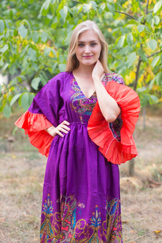 Purple Pretty Princess Style Caftan in Cheerful Paisleys Pattern