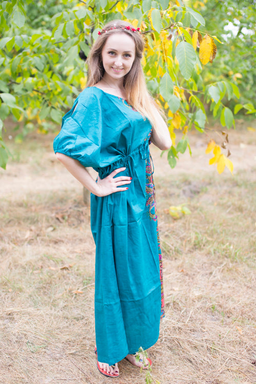 Teal Cut Out Cute Style Caftan in Cheerful Paisleys Pattern|Teal Cut Out Cute Style Caftan in Cheerful Paisleys Pattern|Cheerful Paisleys