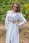 Light Blue Shape Me Pretty Style Caftan in Cherry Blossoms Pattern