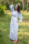 Light Blue Button Me Down Style Caftan in Cherry Blossoms Pattern
