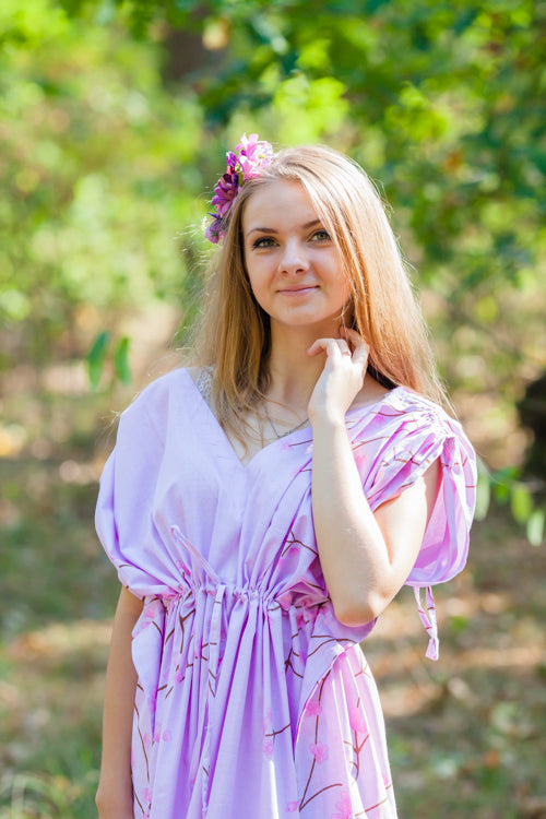 Lilac Magic Sleeves Style Caftan in Cherry Blossoms Pattern