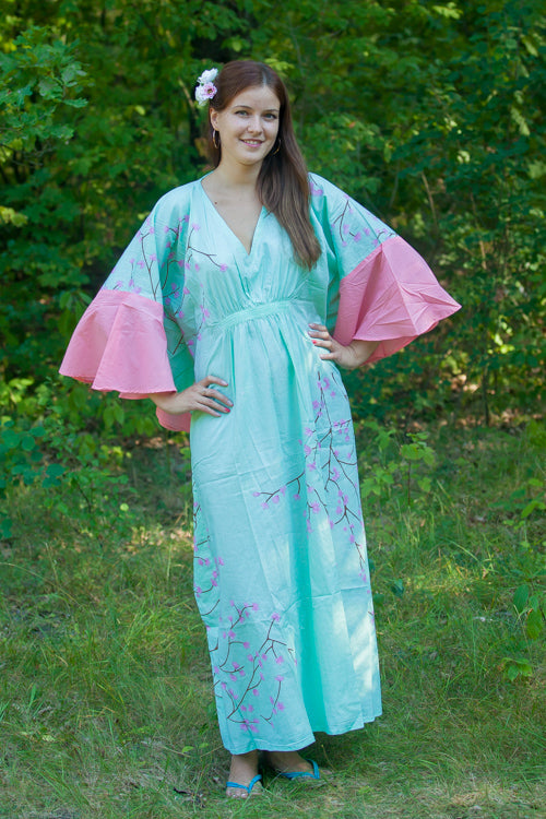 Mint Ballerina Style Caftan in Cherry Blossoms