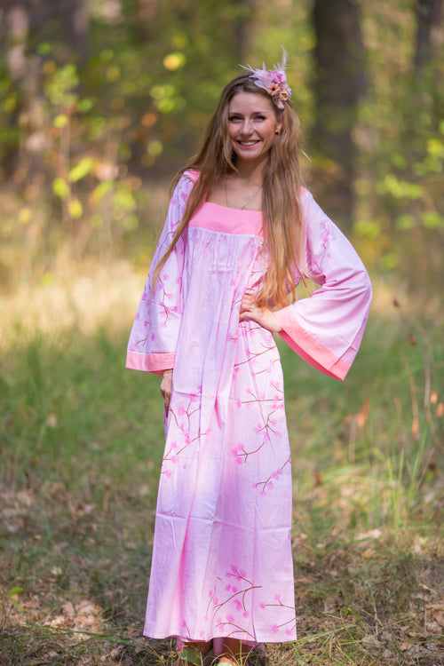 Pink Fire Maiden Style Caftan in Cherry Blossoms Pattern