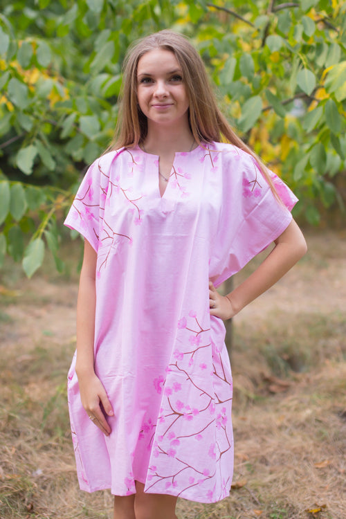 Pink Sunshine Style Caftan in Cherry Blossoms Pattern