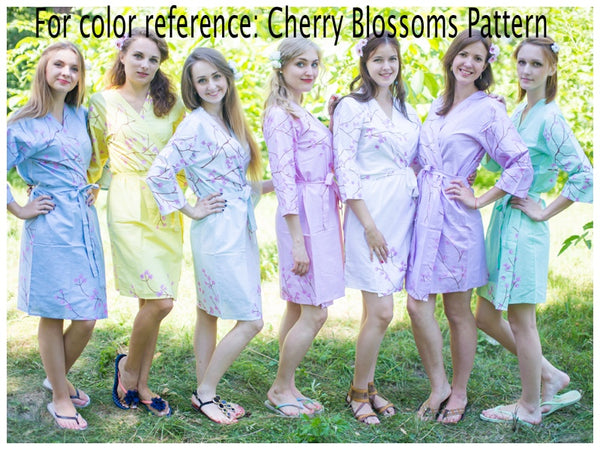 Gray Timeless Style Caftan in Cherry Blossoms Pattern