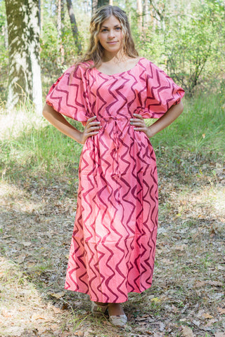 Coral Cut Out Cute Style Caftan in Chevron Pattern
