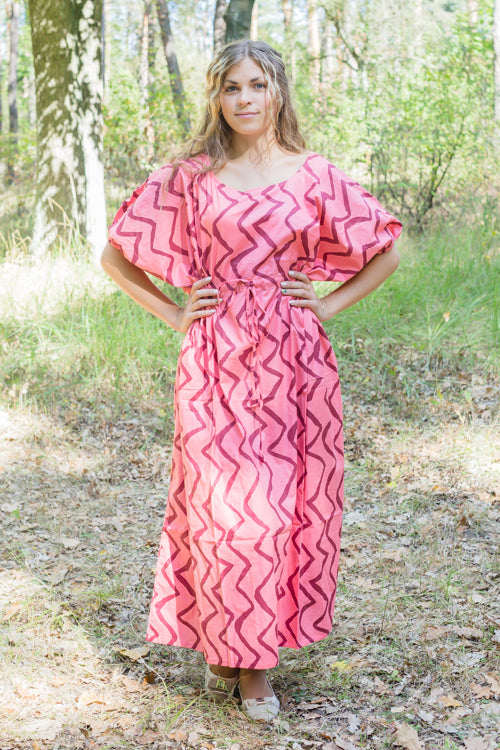 Coral Cut Out Cute Style Caftan in Chevron Pattern
