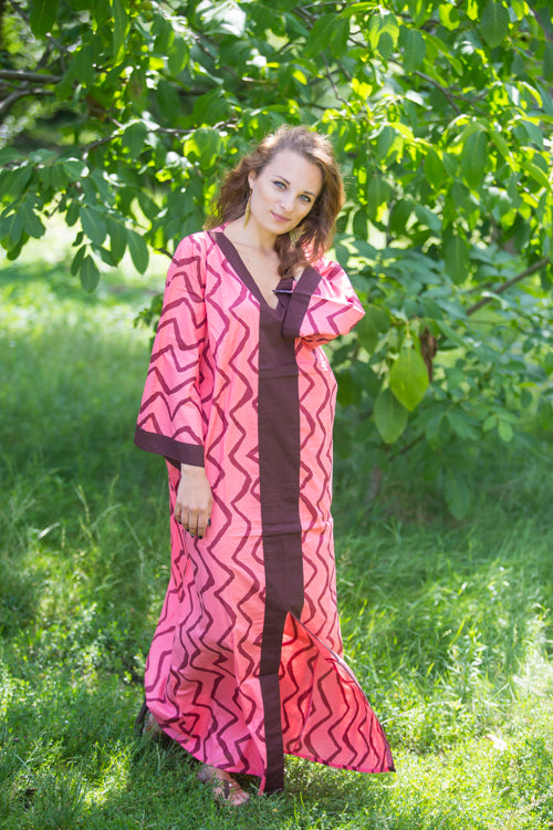 Coral The Glow-within Style Caftan in Chevron Pattern